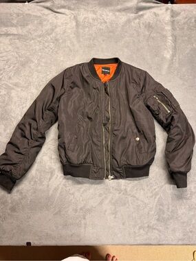 Better Be Black Bomber Jacket with Orange Lining